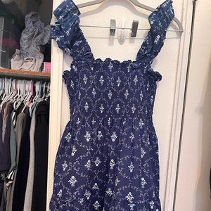 Hill House Ellie Midi Nap Dress  NYC Exclusive / Size M / Navy Trellis